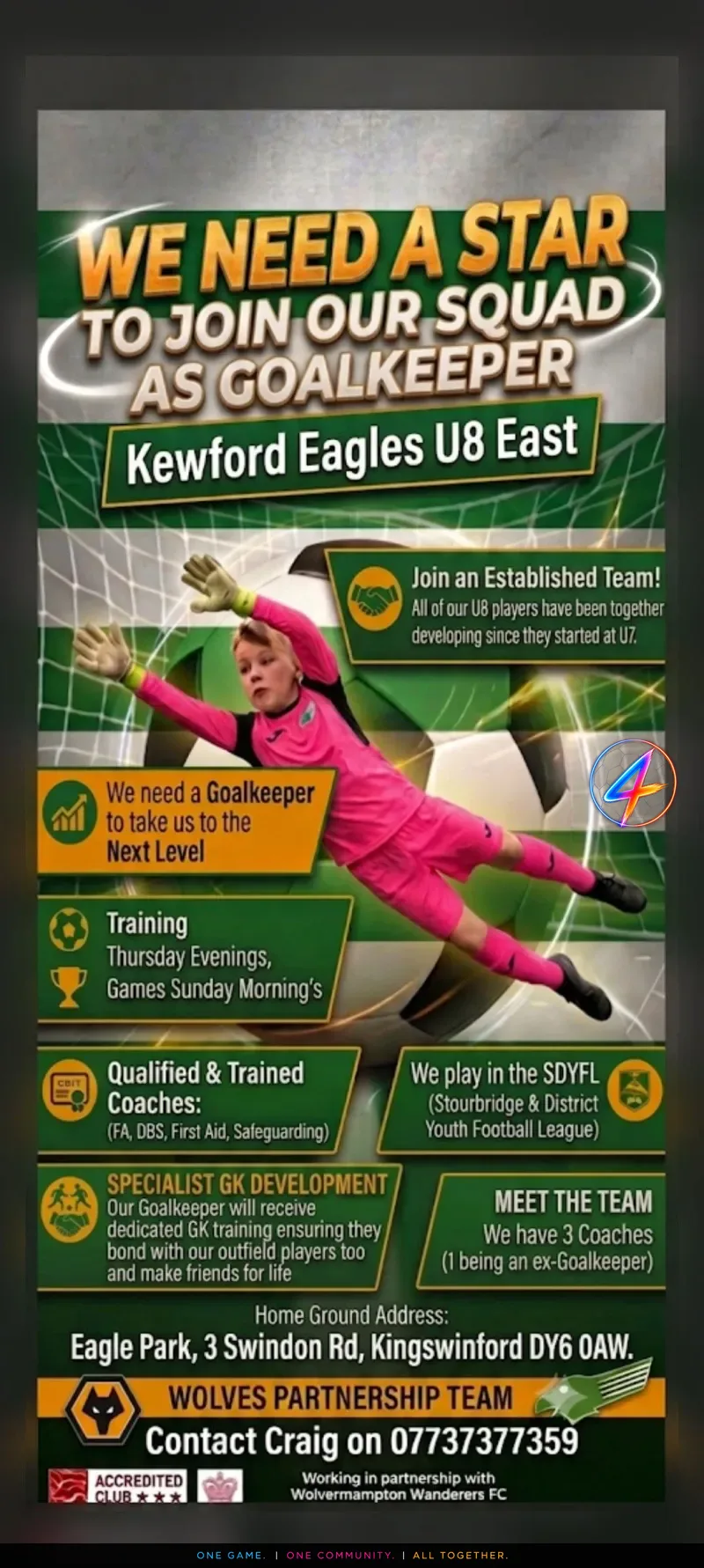 GOALKEEPER WANTED! | Kewford Eagles U8 East 